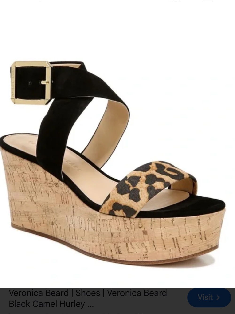 Veronica Beard Hurley Platform Wedge Sandal Size 7 Cork Leopard Print